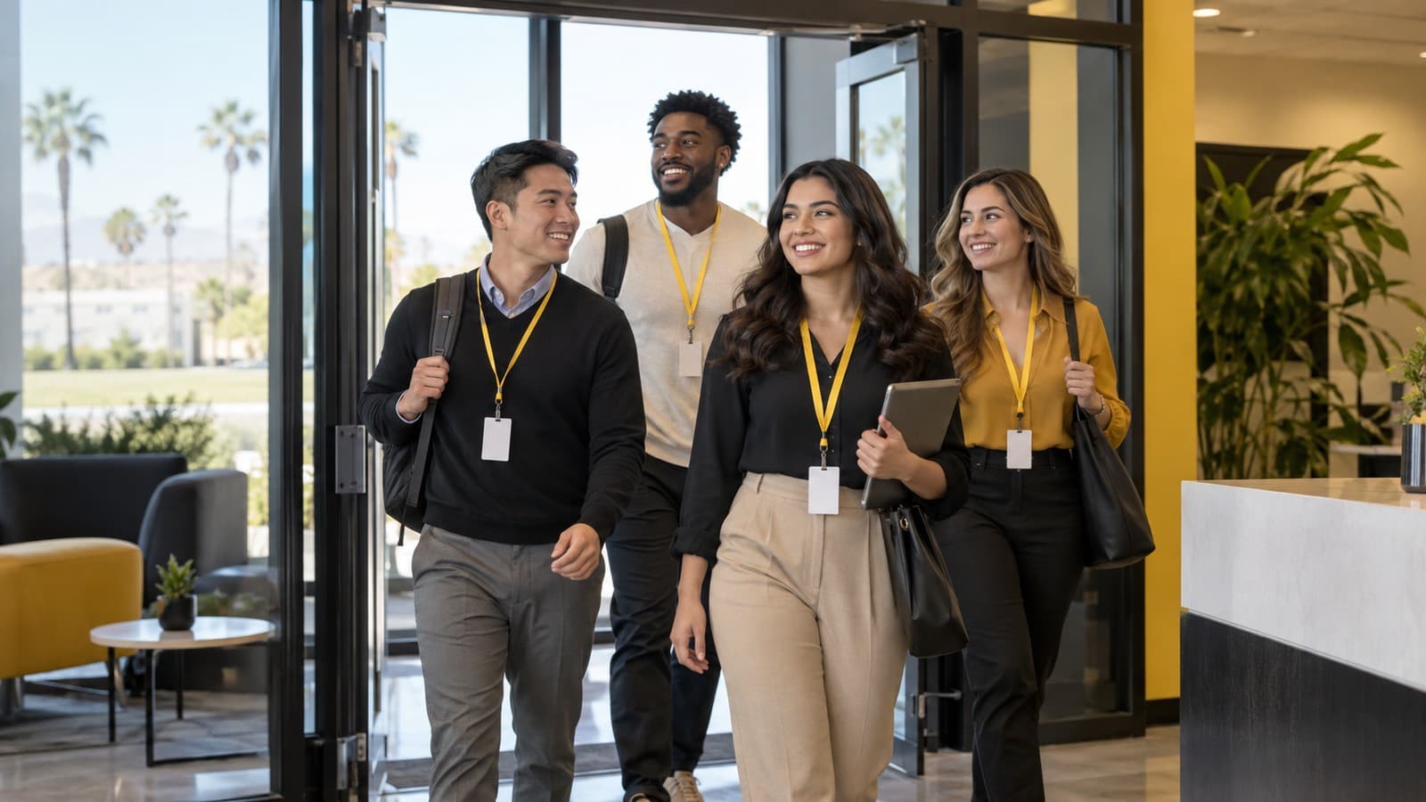 New hires arriving at the office