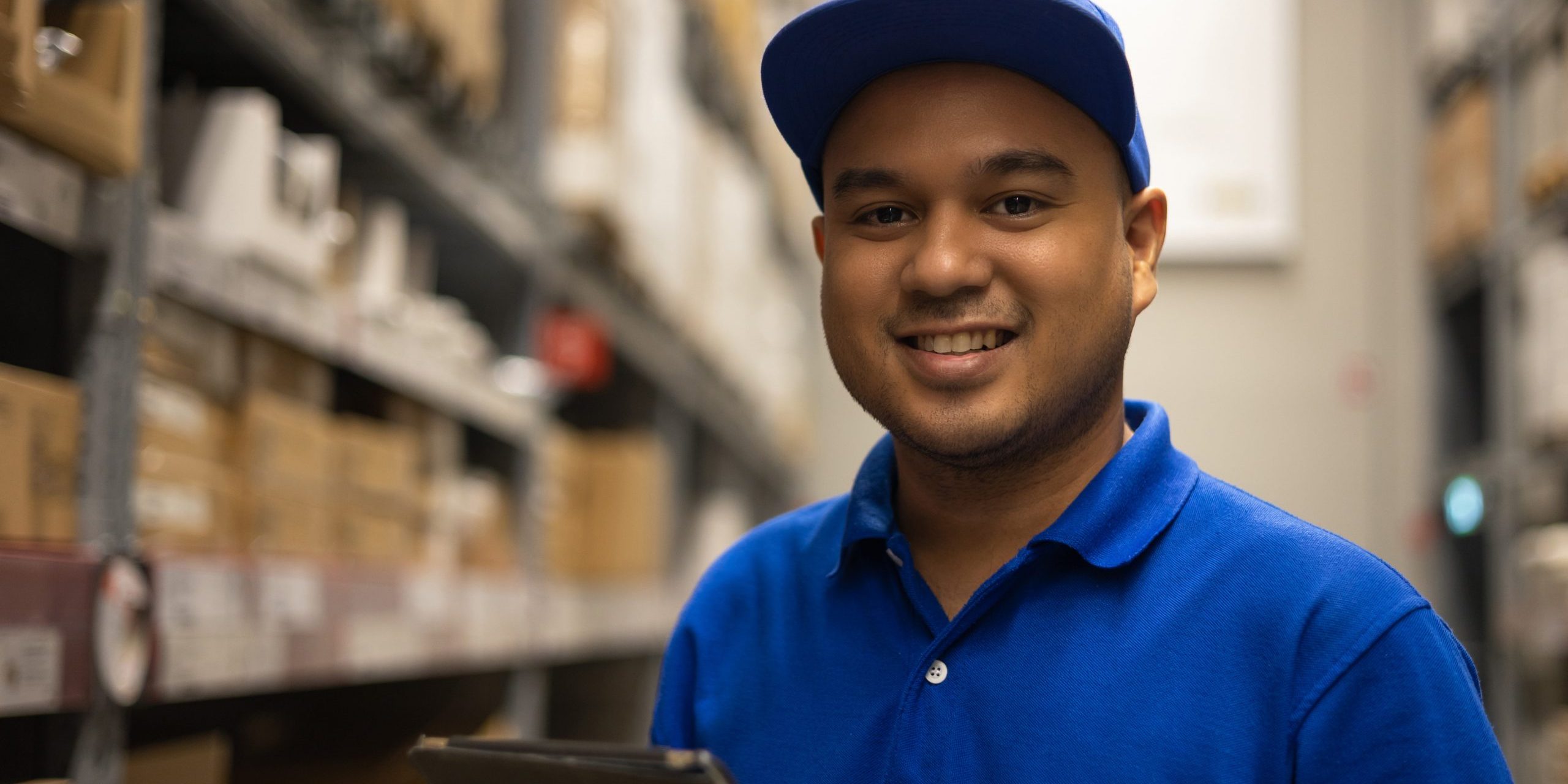 Photo of smiling warehouse worker illustrates blog: "How to Turn a Temporary Job Into a Permanent One"